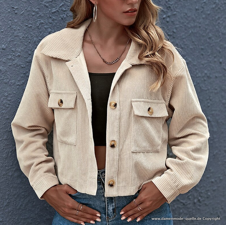 Kurze Übergangsjacke Strickjacke in Beige