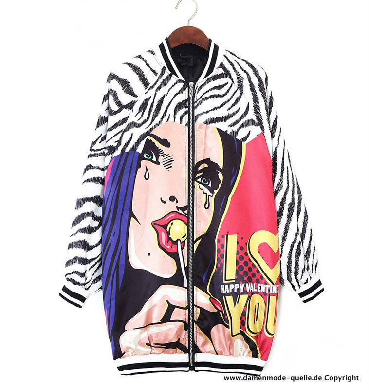 Damen Windbreaker Street Art Print Windjacke