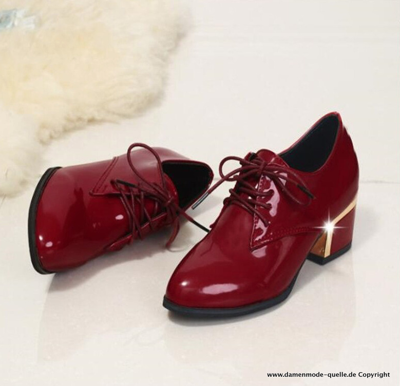 Lackleder Damen Halbschuhe Elegant in Rot