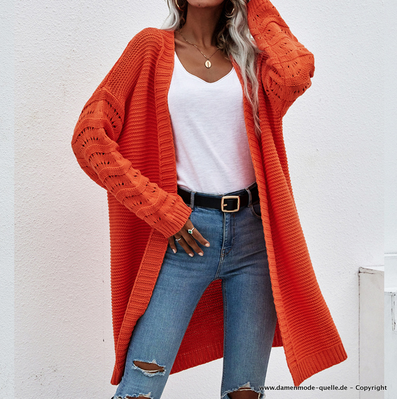 Damen Cardigan Strickjacke Leger in Orange