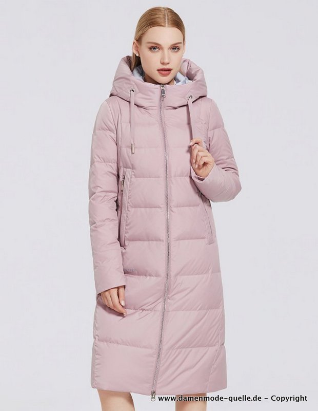 Warme Winter Parka Jacke für Damen Winddicht in Altrosa