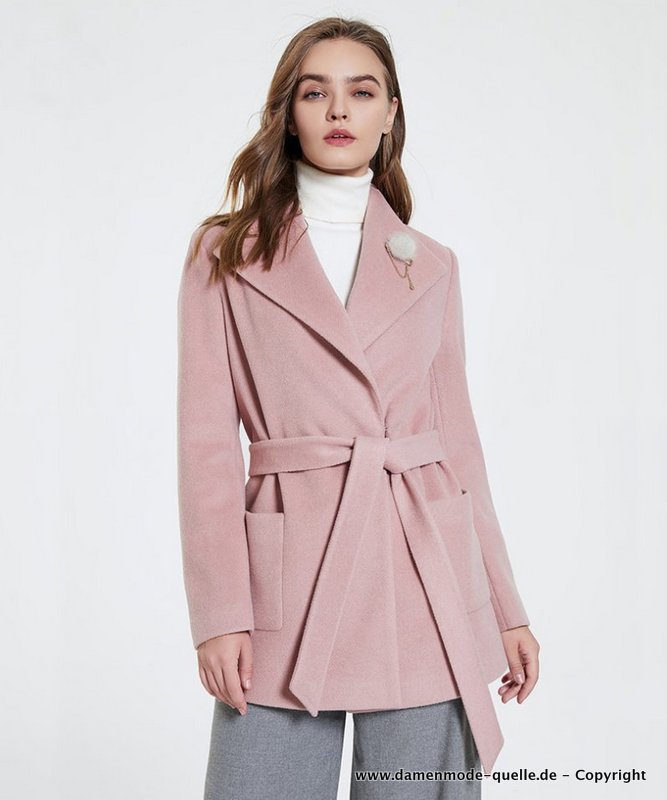 Kurze Outwear Jacke Mit Gürtel Elegant in Rosa