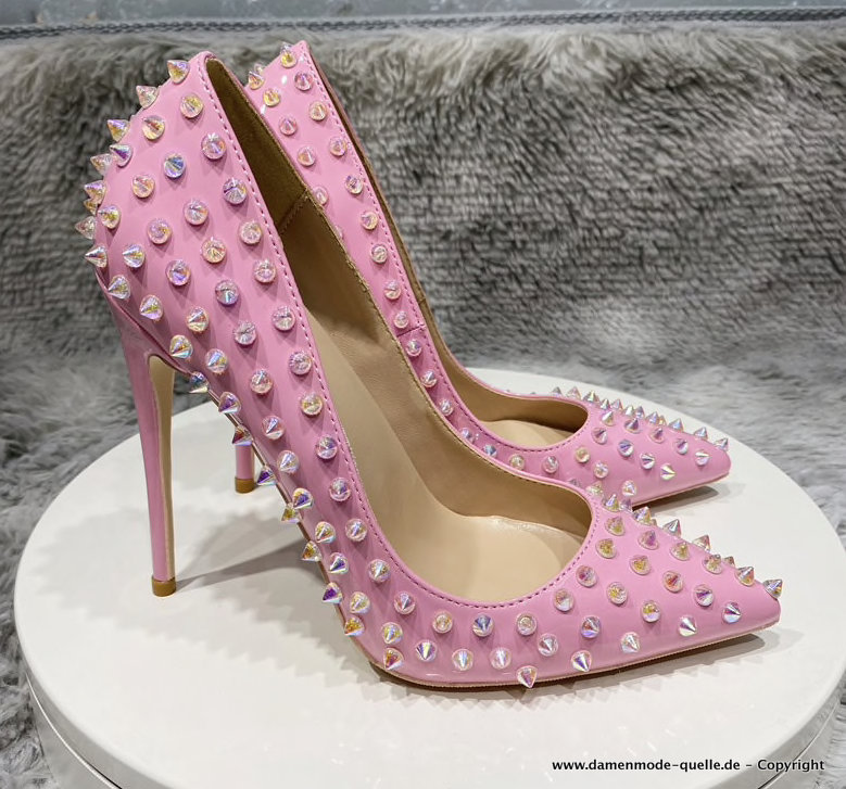 Punk Stiletto High Heels in Rosa Gr 34 - 44