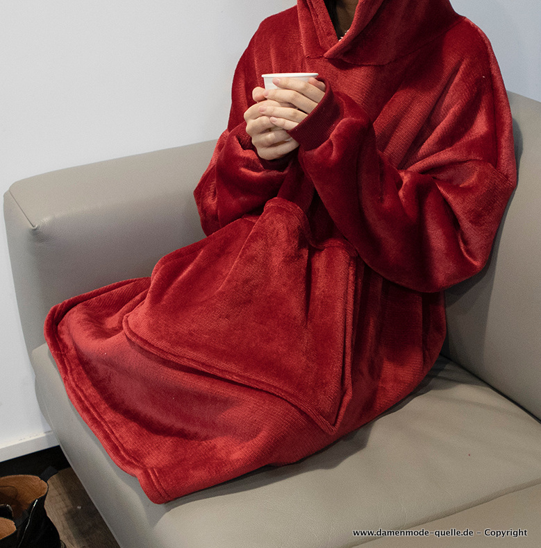 Oversize Winter Fleece Kuschel Pullover in Rot