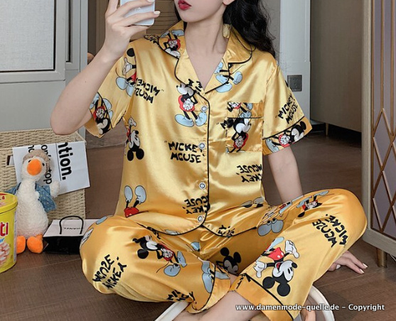 Disney Satin Mickey Pyjama in Gelb