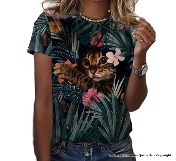 Winnie Print Damen Sommer Shirt Bunt mit Blumen