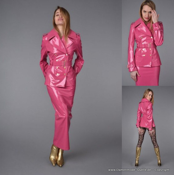 PU Leder Damen Kostüm 2023 Knöchellang in Rosa