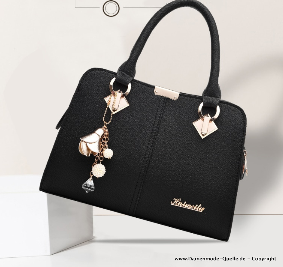 Luxus Leder Damen Handtasche 2023 in Schwarz