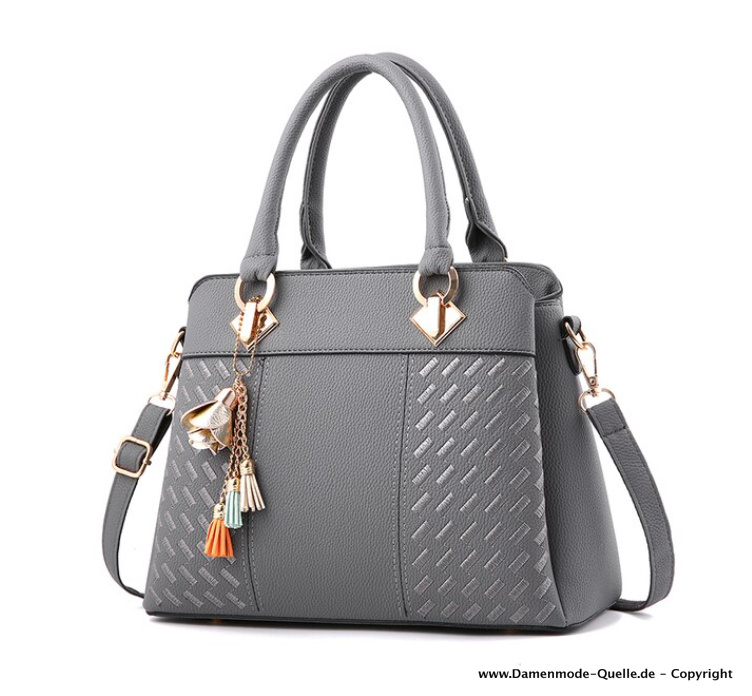 Luxus Leder Damen Handtasche 2023 Beate in Silber