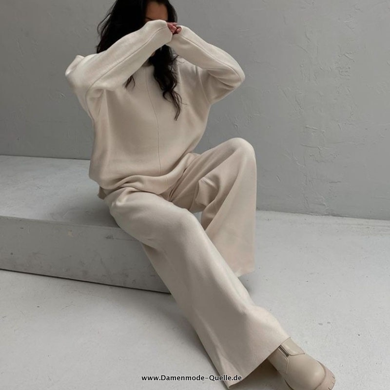 Freizeitanzug Ivory mit Breitem Bein - Outfits