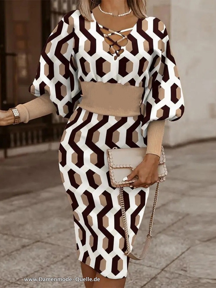 Knielanges Bodycon Kleid V-Ausschnitt Sexy