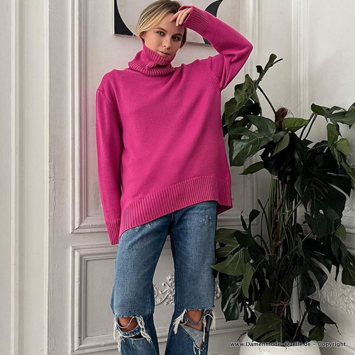 Rollkragen Pullover für den Winter Pink