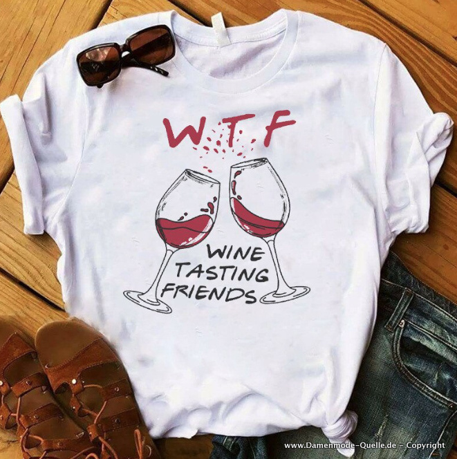 Wein Verkostung Freunde Damen T-Shirt in Weiß