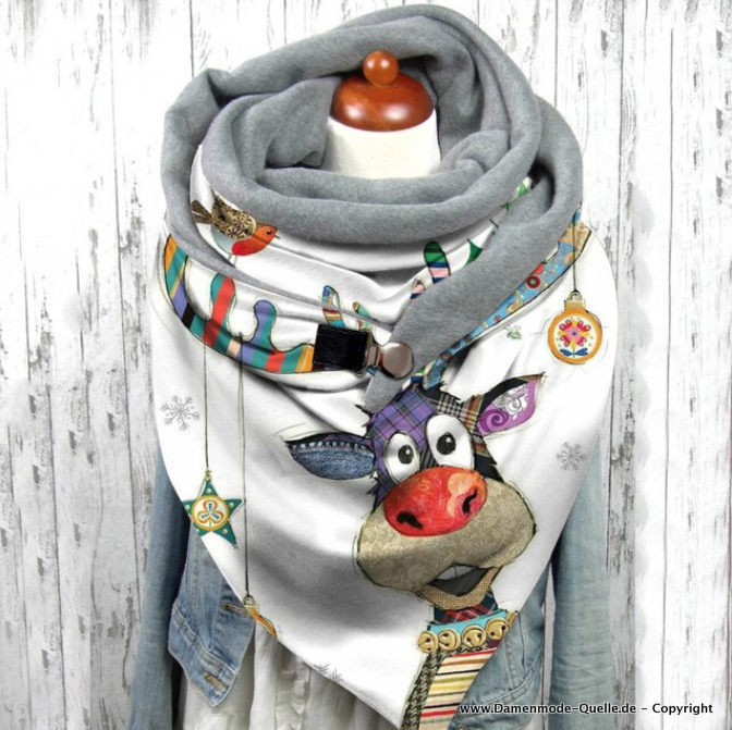 Rudolf Print Designer Luxus Winter Schal in Weiß Warm