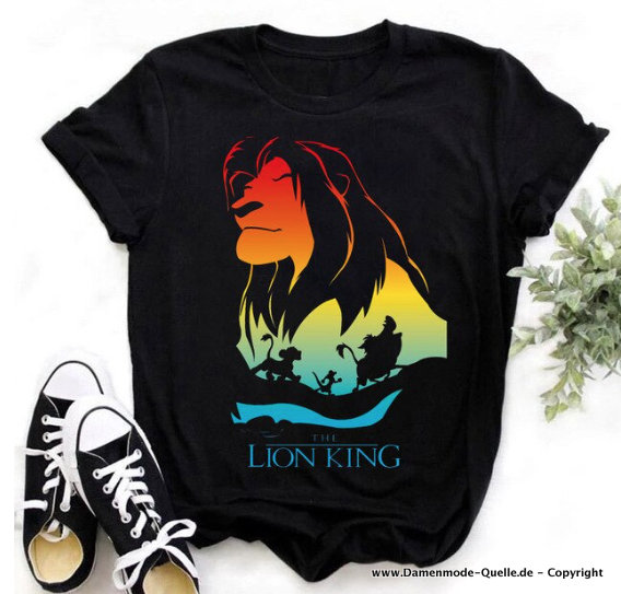 Der König der Löwen Print Damen T-Shirt in Schwarz