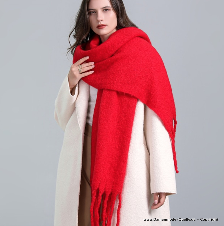 Oversize Kaschmir Winter Schal für Damen Rot