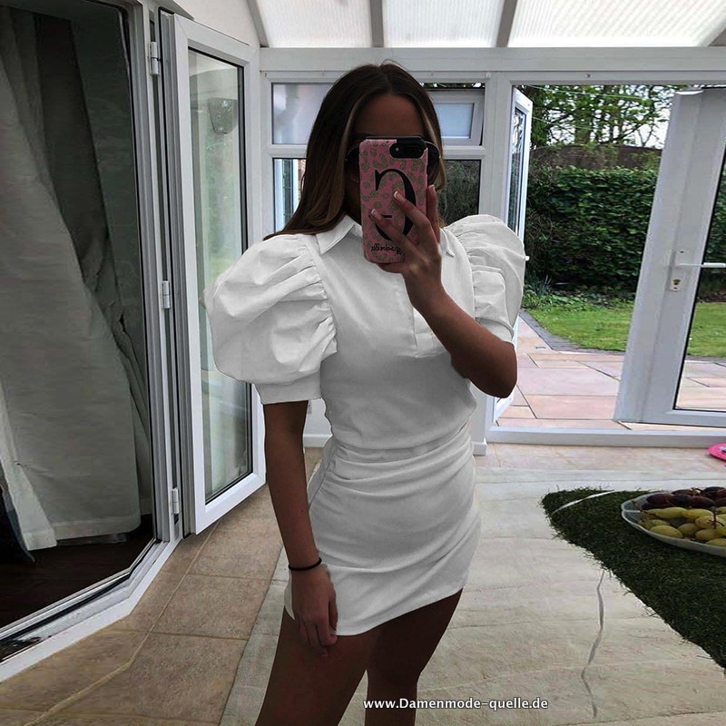 Bodycon Kleid mit V Ausschnitt 2023 Sommermode in Weiß