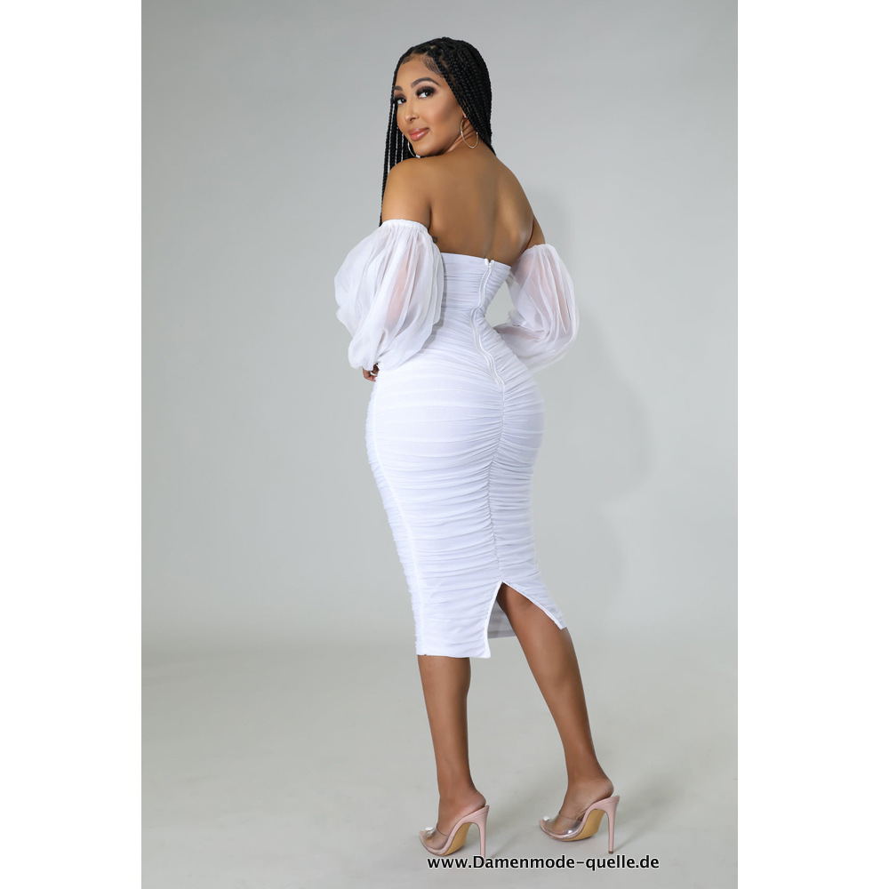 Schulterfreies Elegantes Bodycon Minikleid in weiß