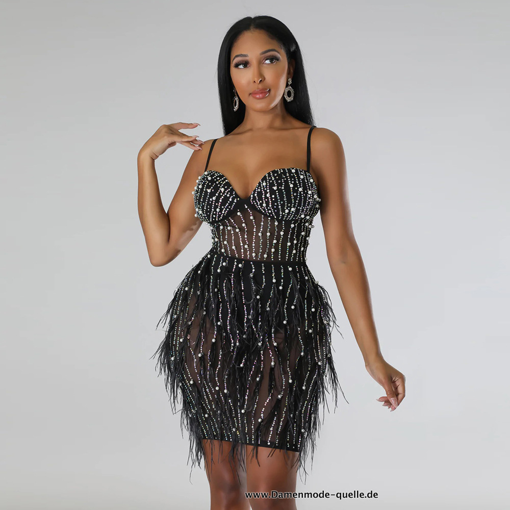 Strass Bodycon Minikleid Sexy Partykleider