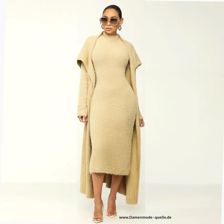Warmes Langarm Bodycon Midikleid für Damen