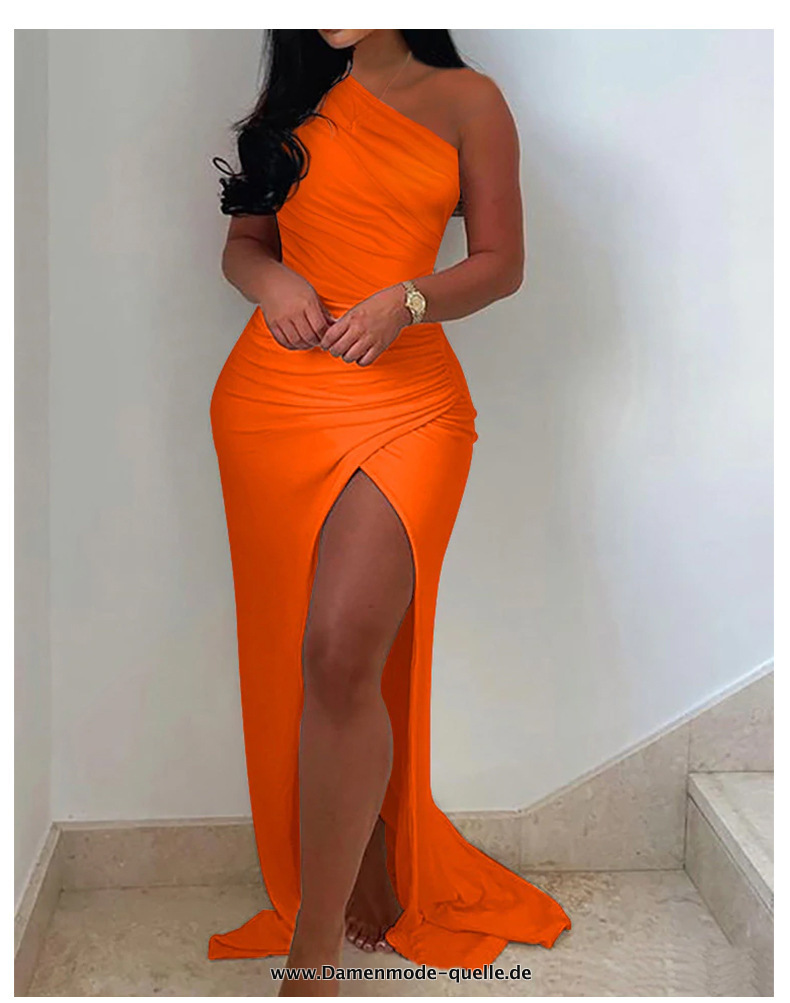 One Shoulder Maxikleid in Orange