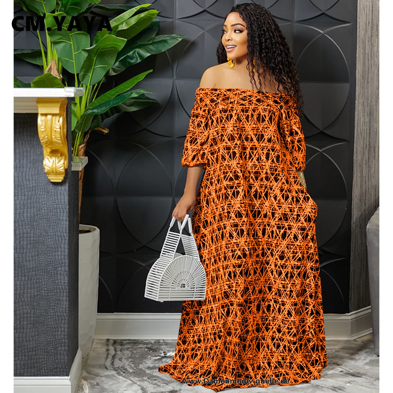 Schulterfreies Sommerkleid in Orange
