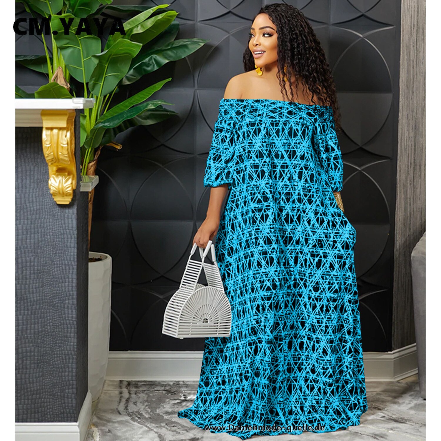 Schulterfreies Sommerkleid in Blau