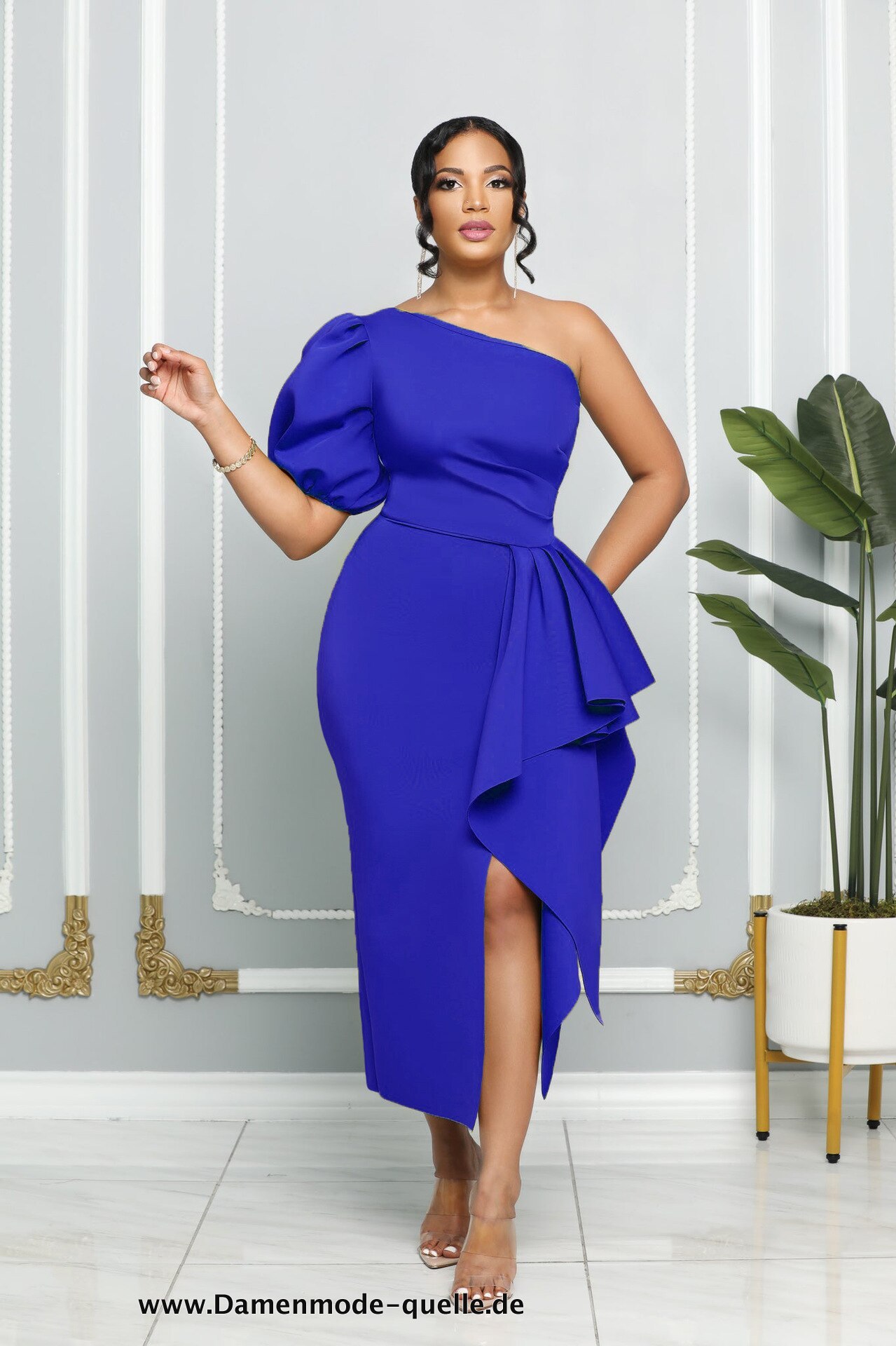 Vintage Rüschen Damen Kleid in Blau