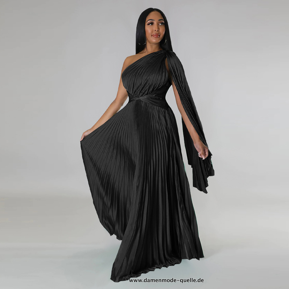 Seiden Kleid mit Arm Schärpe in Schwarz