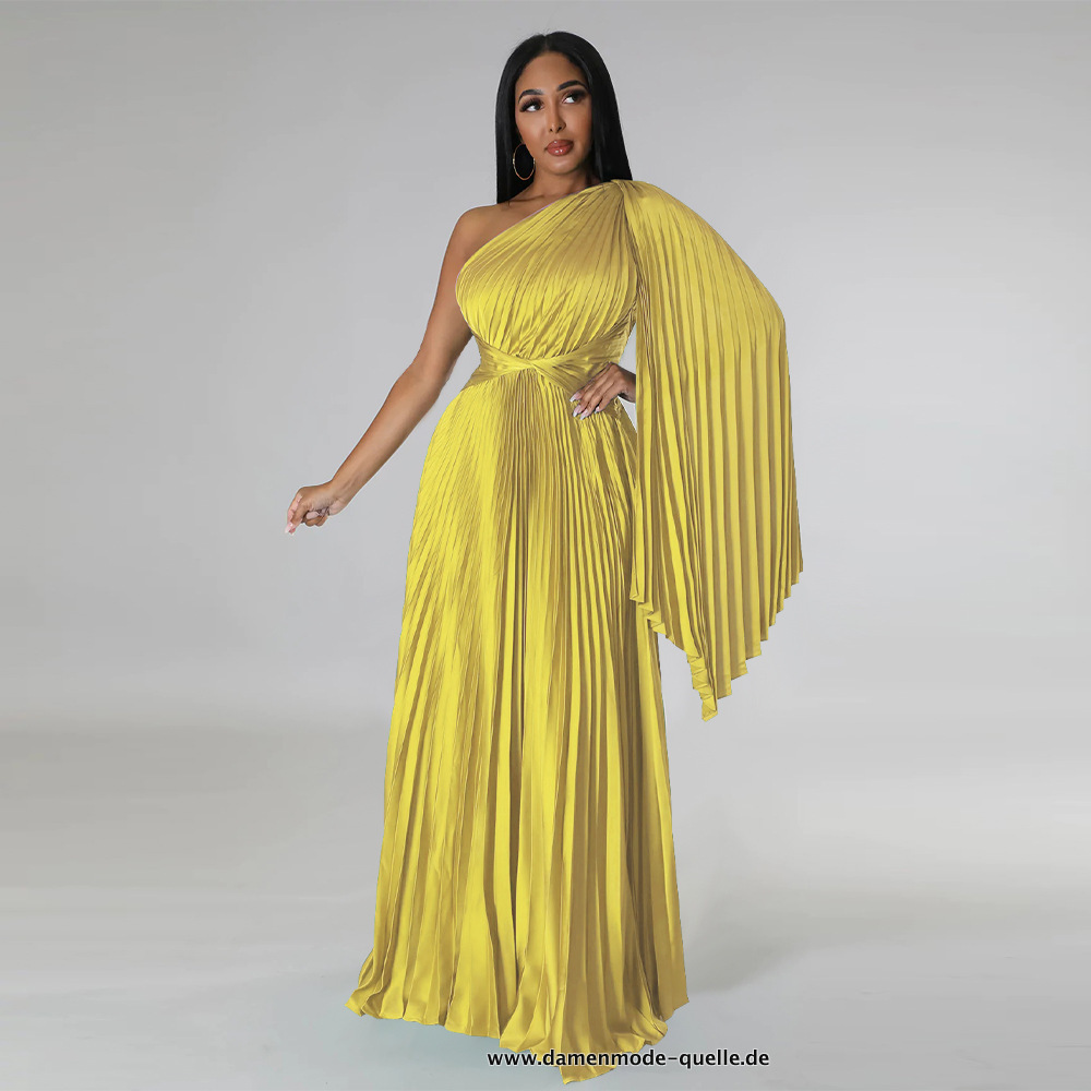 Seiden Kleid mit Arm Schärpe in Gelb