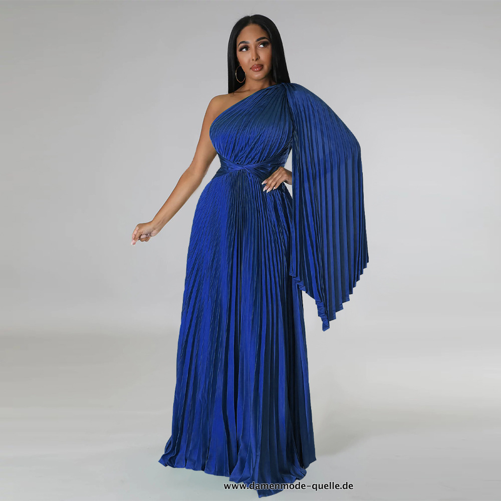 Seiden Kleid mit Arm Schärpe in Blau