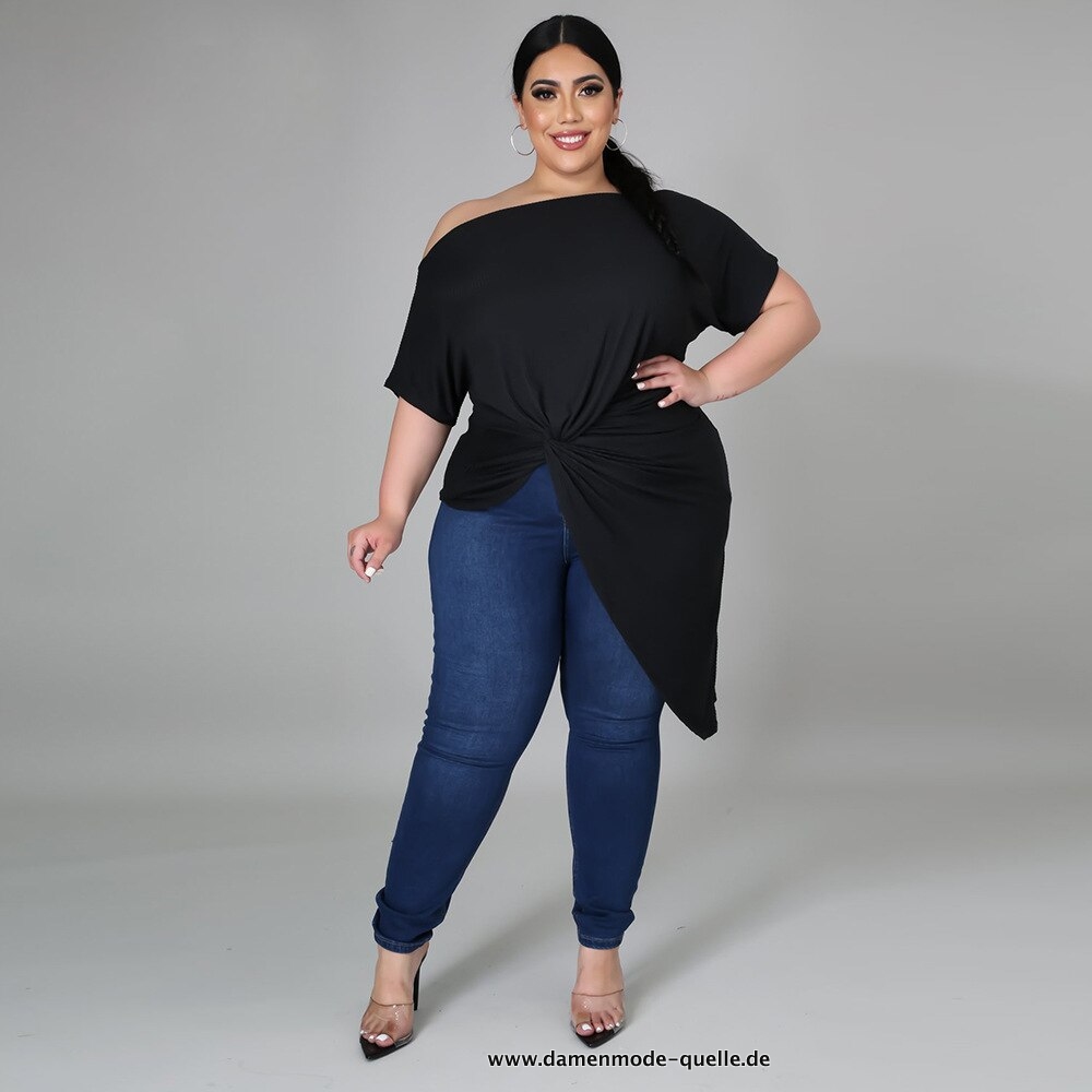 Damen T-shirt Plus Größe L-5XL Kurzarm Asymmetrisches T-shirts 2023