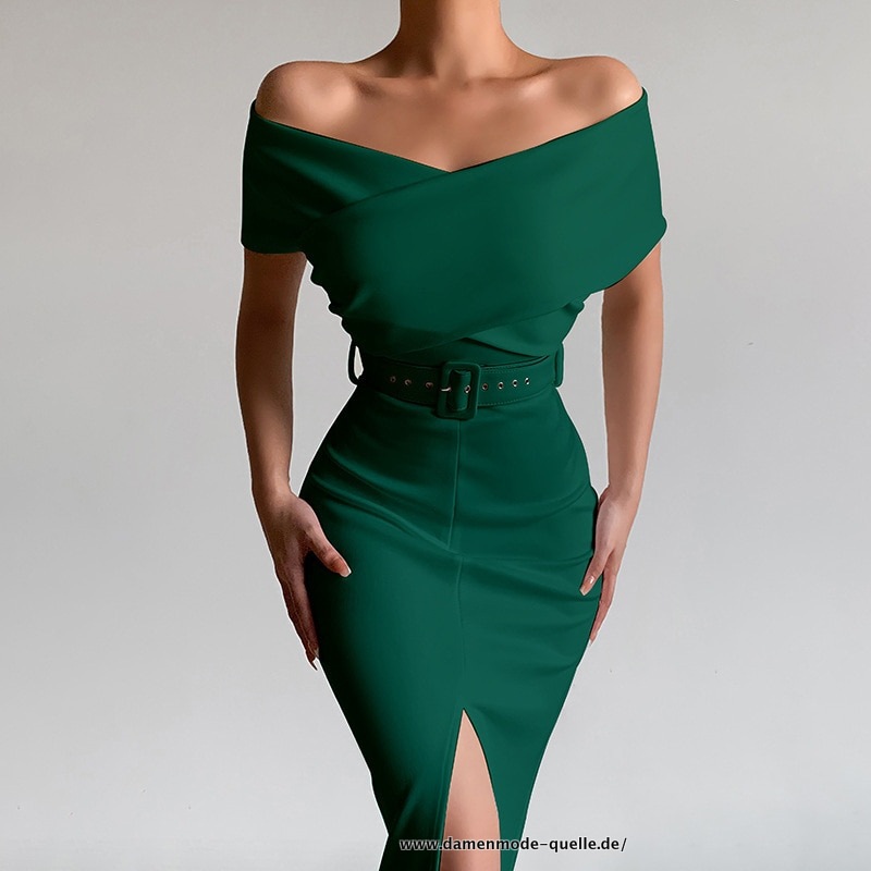 Schulterfreies Bodycon Kleid für Damen Sommer in Grün