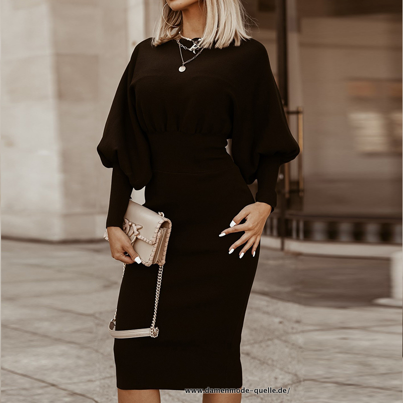 Elegantes Damen Büro Party Kleid Bodycon in Schwarz
