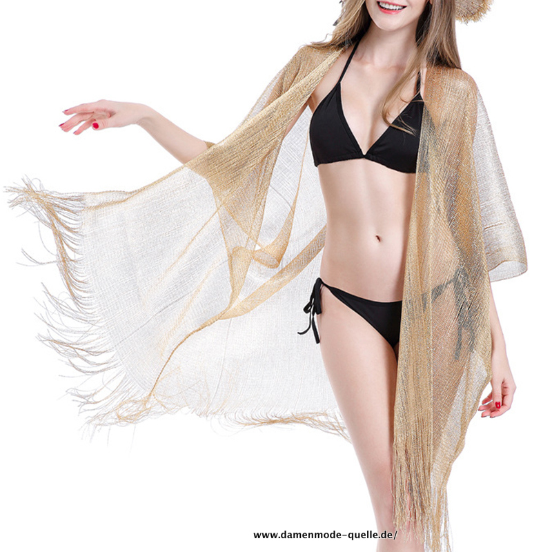 Gold Bikini Strand Cover Up Sexy Strand Kleid Tuniken für Damen 2023 Sommer