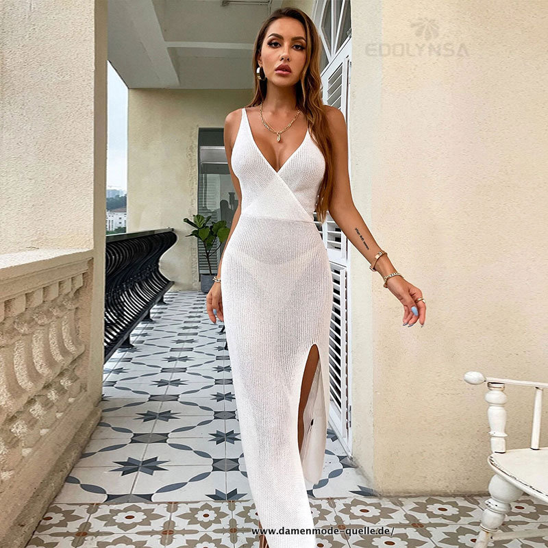 Gehäkeltes Strand Maxikleid für Damen durchsichtig Sexy 