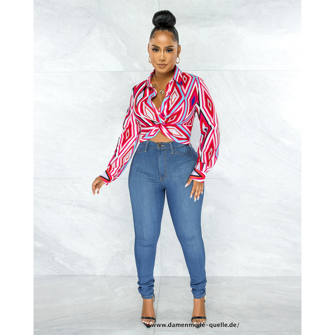 Damen Langarm Drapiertes Verdrehtes Shirt oder Blusen Top