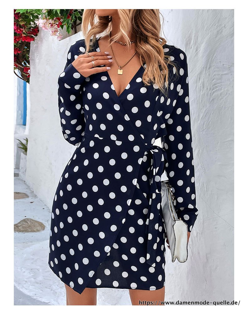 2023 Sommer Kurzes Kleid für Damen Elegantes V-ausschnitt Langarm Bleistift Klei