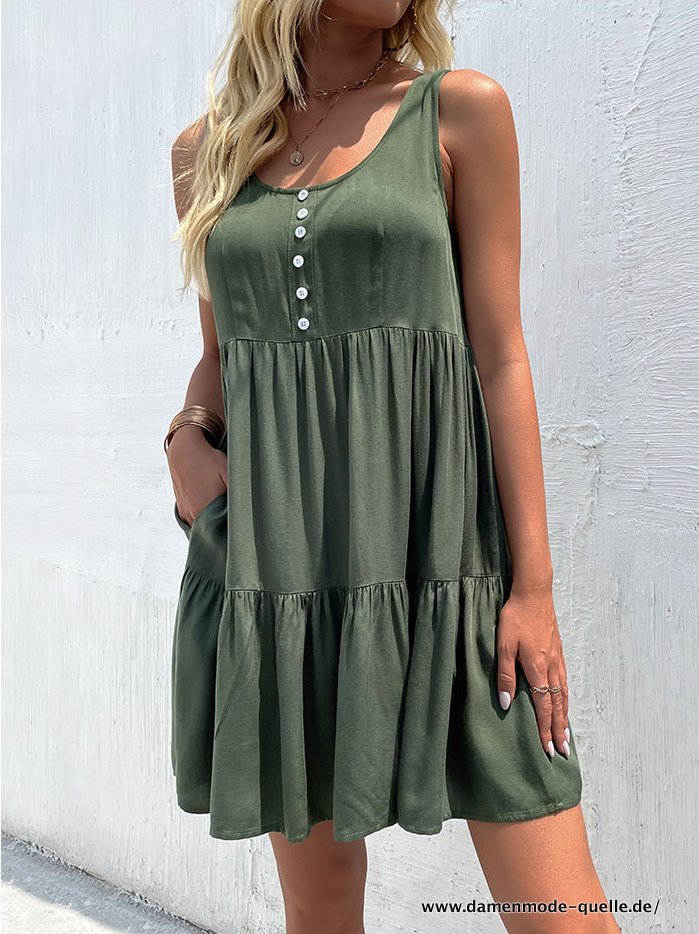 Grünes Sommerkleider für Damen Ärmelloses Sommerkleid 