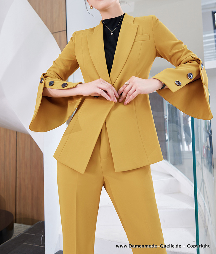 Business Outfit Hosenanzug für Damen in Gelb Elegant