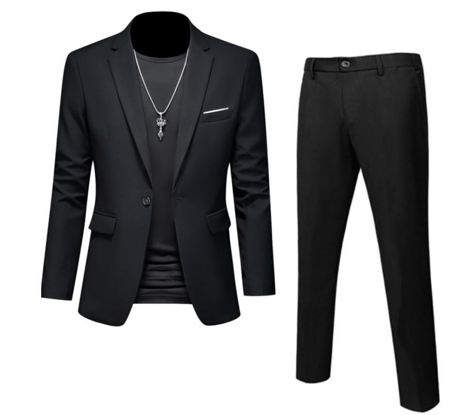 Business Herren Anzug Elegant in Schwarz Zweiteilig