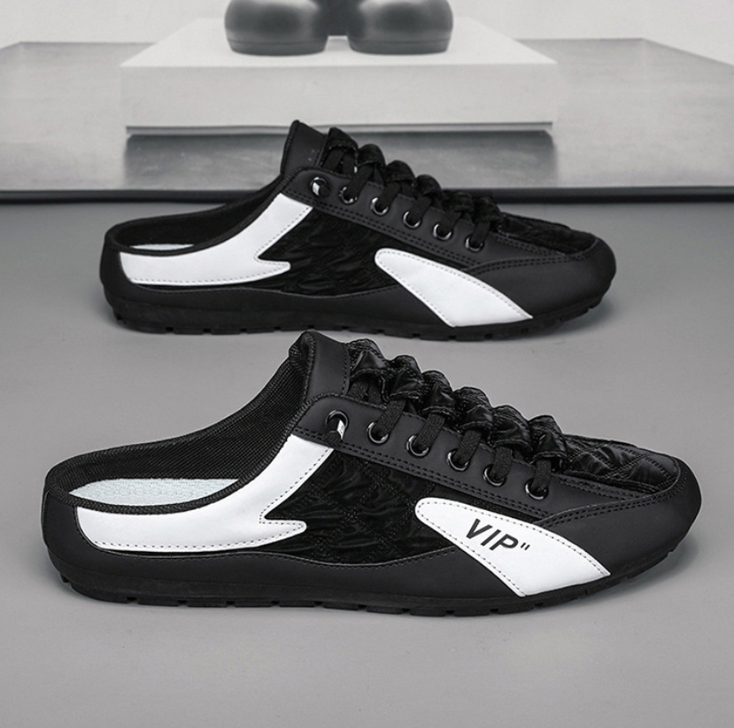 PU Leder Baotou Schuhe für Herren Schwarz Weiß