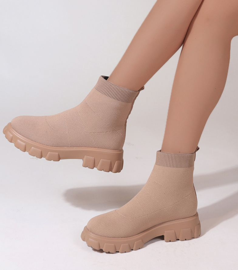 Damen Stiefel Socken Stiefel für Damen Kurz in Beige