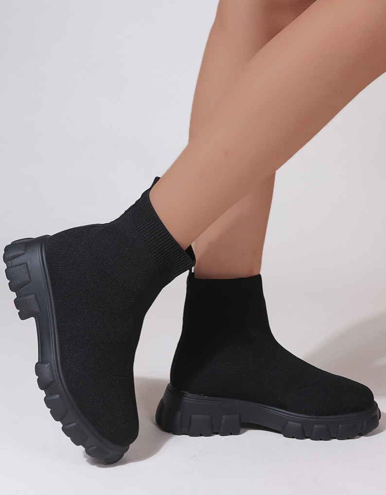 Damen Stiefel Socken Stiefel für Damen Kurz in Schwarz