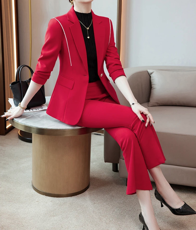 Roter Business Hosenanzug Elegant für Damen