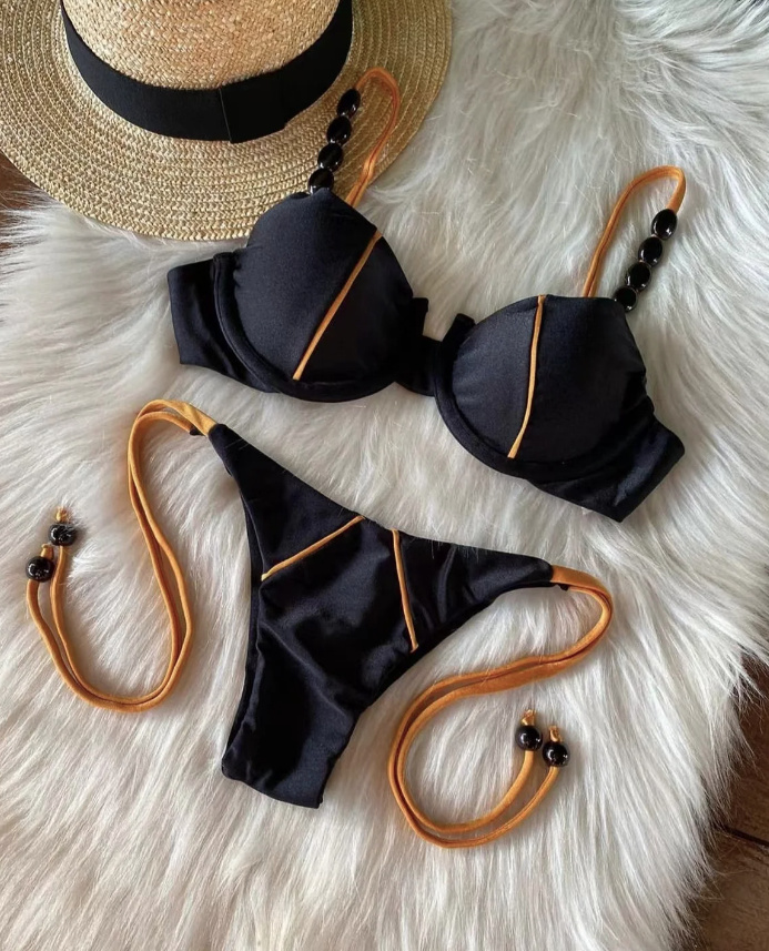 Neue Sexy Bikini Leialoha mit Perlen in Schwarz 