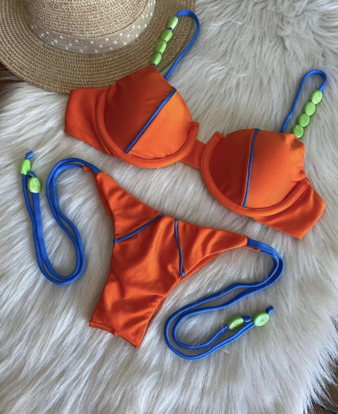 Neue Sexy Bikini Leialoha mit Perlen in Orange 