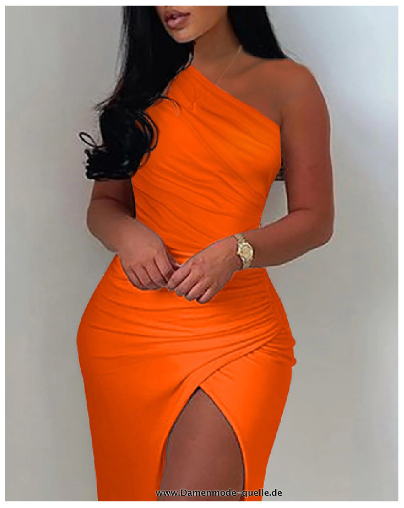Neuheiten 2024 One Shoulder Maxikleid 2023 in Orange Damenmode
